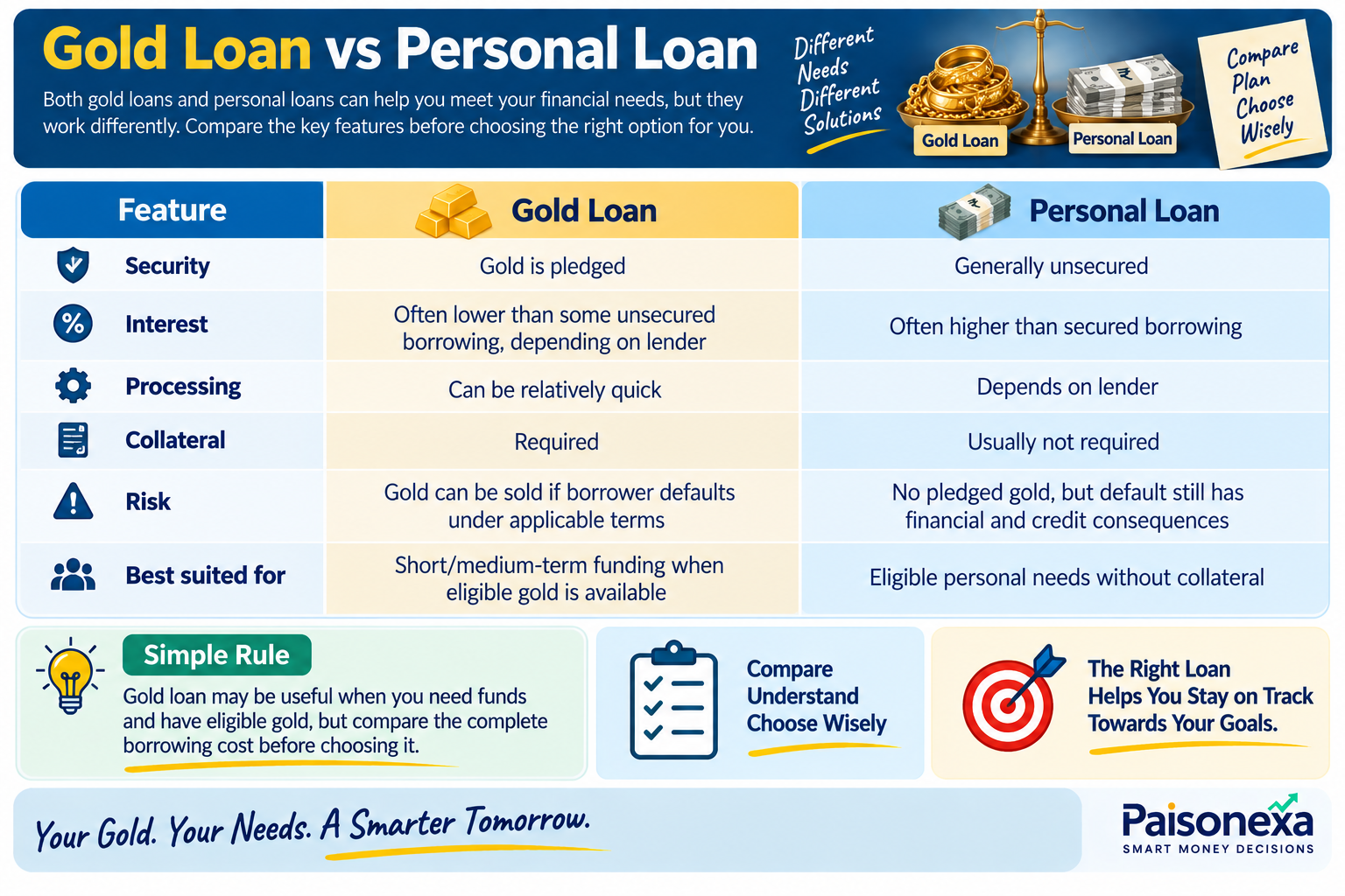 Gold Loan vs Personal Loan Infographic